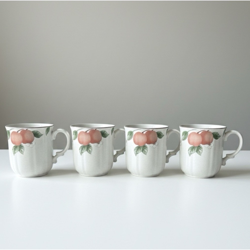 SET OF 4 Mikasa Country Classics Fruit Panorama Tea Cup Marked DC 014